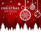 Glad jul och lyckligt nytt ?r Julboll i röd bakgrund vektor illustrationer Glad jul och lyckligt nytt ?r Julboll i röd bakgrund vektor illustrationer