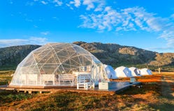 Glamping tents in the Arctic on the Kola peninsula