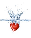Glanzend hart, dat in duidelijk water bespat. stock illustratie Glanzend hart, dat in duidelijk water bespat. stock illustratie