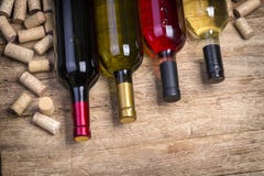 Glass Bottle Of Wine With Corks Stock Images
