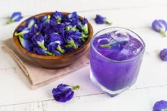 Glass of Butterfly pea or blue pea flower