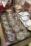 Glass champagne stemware. Empty glass stemware on a high stem for champagne or wine royalty free stock photography Glass champagne stemware. Empty glass stemware on a high stem for champagne or wine royalty free stock photography