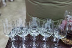 Glass champagne stemware. Empty glass stemware on a high stem for champagne or wine royalty free stock images Glass champagne stemware. Empty glass stemware on a high stem for champagne or wine royalty free stock images