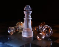 Glass Chess King On Black Stock Images