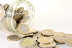 Glass jar with euro coins Stock Images Glass jar with euro coins Stock Images