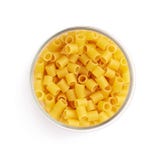 Glass Jar Filled With Dry Ditalini Pasta Over Isolated White Background Stock Photography Glass Jar Filled With Dry Ditalini Pasta Over Isolated White Background Stock Photography