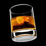 Glass Of Whiskey On The Rocks Stock Photos