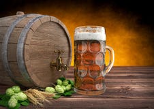spleet briefpapier Bewustzijn Glass Of Beer With Barley And Hops - 3D Render Illustration 96354100 -  Megapixl