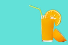 Glass with orange juice and slice orange stock image Glass with orange juice and slice orange stock image