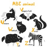 Gli animali svegli di Scandi hanno fissato l'alfabeto di ABC, insieme per gli elementi di ABC dei bambini nello stile scandinavo illustrazione di stock Gli animali svegli di Scandi hanno fissato l'alfabeto di ABC, insieme per gli elementi di ABC dei bambini nello stile scandinavo illustrazione di stock