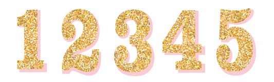 Pink Glitter Numbers. For Birthday And Party Festive Design. Stock