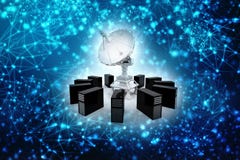 Global communication with Satellite and Server. 3d render stock photo Global communication with Satellite and Server. 3d render stock photo
