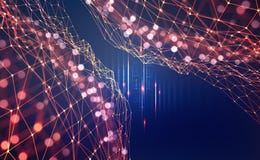 Global network. Polygonal mesh with bokeh effect. Concept of cyberspace of the future stock illustration Global network. Polygonal mesh with bokeh effect. Concept of cyberspace of the future stock illustration