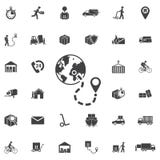 Globalna światowa mapa z geo lokacją przyczepia wektorową ikonę royalty ilustracja Globalna światowa mapa z geo lokacją przyczepia wektorową ikonę royalty ilustracja