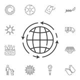 Globe in arrows vector line icon. Simple element illustration. Globe in arrows vector line symbol design from Ecology collection s vector illustration Globe in arrows vector line icon. Simple element illustration. Globe in arrows vector line symbol design from Ecology collection s vector illustration