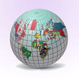 Globe d'indicateurs avec la carte du monde illustration stock Globe d'indicateurs avec la carte du monde illustration stock