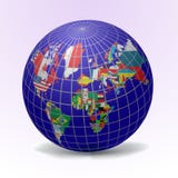 Globe d'indicateurs avec la carte du monde illustration stock Globe d'indicateurs avec la carte du monde illustration stock