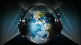 Globe with earphones on it. HD Globe with earphones on it Globe with earphones on it. HD Globe with earphones on it