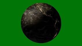 Globe Earth Green Screen with Clouds Rotating Black and Gold 4K Loop