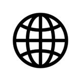 Globe symbol. Planet Earth or internet browser sign. Outline modern design element. Simple black flat vector icon with