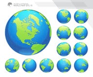 Globes showing earth with all continents. Digital world globe vector. Dotted world map vector. vector illustration Globes showing earth with all continents. Digital world globe vector. Dotted world map vector. vector illustration