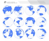 Globes showing earth with all continents. Digital world globe vector. Dotted world map vector. vector illustration Globes showing earth with all continents. Digital world globe vector. Dotted world map vector. vector illustration