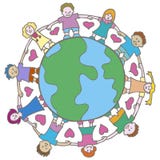 Globo com miúdos circunvizinhos ilustração do vetor Globo com miúdos circunvizinhos ilustração do vetor