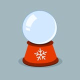 Globo de cristal del invierno vacío con los copos de nieve Plantilla de Navidad ilustración del vector Globo de cristal del invierno vacío con los copos de nieve Plantilla de Navidad ilustración del vector