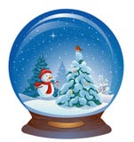 Globo della neve con un pupazzo di neve illustrazione di stock Globo della neve con un pupazzo di neve illustrazione di stock
