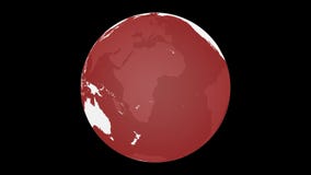 Globo di filatura del pianeta Terra Terra bianca con effetto di vetro trasparente rosso Oggetto girante 3D Metraggio del ciclo co illustrazione di stock Globo di filatura del pianeta Terra Terra bianca con effetto di vetro trasparente rosso Oggetto girante 3D Metraggio del ciclo co illustrazione di stock