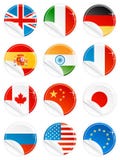Glossy button icon sticker national flag set
