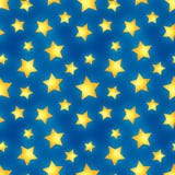 Glossy Golden Stars On Blue, Seamless Pattern Stock Images