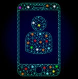 Vector Network Mesh Smartphone User with Glare Spots for New Year royalty free illustration Vector Network Mesh Smartphone User with Glare Spots for New Year royalty free illustration