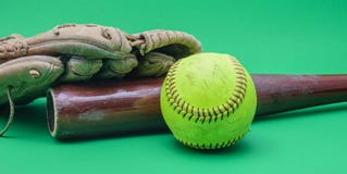 Glove, wood bat, and softball stock photos Glove, wood bat, and softball stock photos