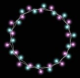 Glowing Garland With Small Lamps. Garlands Christmas Decorations Lights Effects. Xmas Holiday Greeting Card Design Stock Photography Glowing Garland With Small Lamps. Garlands Christmas Decorations Lights Effects. Xmas Holiday Greeting Card Design Stock Photography