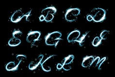 Glowing ice blue light effect glitter text uppercase A-M vector illustration Glowing ice blue light effect glitter text uppercase A-M vector illustration