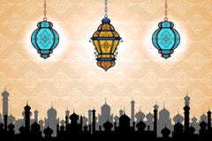 Glowing lamp on Eid ul Adha background vector illustration Glowing lamp on Eid ul Adha background vector illustration