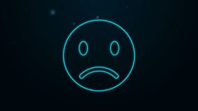 Glowing Neon Line Sad Smile Icon Isolated on Black Background. Emoticon  Face Stock Footage - Video of character, black: 196643190