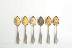 Gluten-free grain on a metal spoon stock image Gluten-free grain on a metal spoon stock image