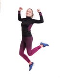 Glück-, Freiheits-, Bewegungs- und Sportkonzept Lächelndes jugendlich Mädchen, das in einer Luft springt lizenzfreies stockfoto Glück-, Freiheits-, Bewegungs- und Sportkonzept Lächelndes jugendlich Mädchen, das in einer Luft springt lizenzfreies stockfoto