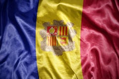 glänzende andorranische Flagge Lizenzfreie Stockfotos glänzende andorranische Flagge Lizenzfreie Stockfotos