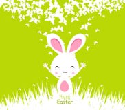 Glückliche Ostern-Kartenillustration mit Osterhasen Lizenzfreie Stockfotografie Glückliche Ostern-Kartenillustration mit Osterhasen Lizenzfreie Stockfotografie