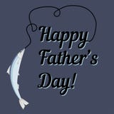Glückliche Vatertags-Grußkarte mit Text und Fang fischen auf einer Angelrute Glückwunsch für Vatifischer stock abbildung Glückliche Vatertags-Grußkarte mit Text und Fang fischen auf einer Angelrute Glückwunsch für Vatifischer stock abbildung