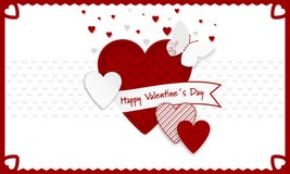 Glücklicher Valentinsgruß-Tageshintergrund Rote und weiße Herzen als Symbol der Liebe, Band und butterly Stockfotos Glücklicher Valentinsgruß-Tageshintergrund Rote und weiße Herzen als Symbol der Liebe, Band und butterly Stockfotos