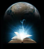 Glühendes Buch mit Erde lizenzfreie stockfotos Glühendes Buch mit Erde lizenzfreie stockfotos