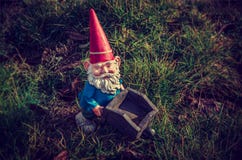 Gnome and wheelbarrow stock illustration. Image of adorable - 61877322