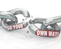 Go Your Own Way Break Split Up Broken Chain Links Royalty Free Stock Images Go Your Own Way Break Split Up Broken Chain Links Royalty Free Stock Images