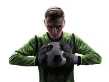 Goalkeeper in green ready to save on white background stock images Goalkeeper in green ready to save on white background stock images
