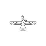 Godsdienstsymbool, faravahar overzichtspictogram Element van de illustratie van het godsdienstsymbool Tekens en symbolen het pict royalty-vrije illustratie Godsdienstsymbool, faravahar overzichtspictogram Element van de illustratie van het godsdienstsymbool Tekens en symbolen het pict royalty-vrije illustratie