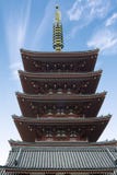 The Goju-no-to five-storied pagoda at Sensoji Temple, Asakusa District, Tokyo, Japan. The Oldest Buddhist Temple of Royalty Free Stock Image The Goju-no-to five-storied pagoda at Sensoji Temple, Asakusa District, Tokyo, Japan. The Oldest Buddhist Temple of Royalty Free Stock Image